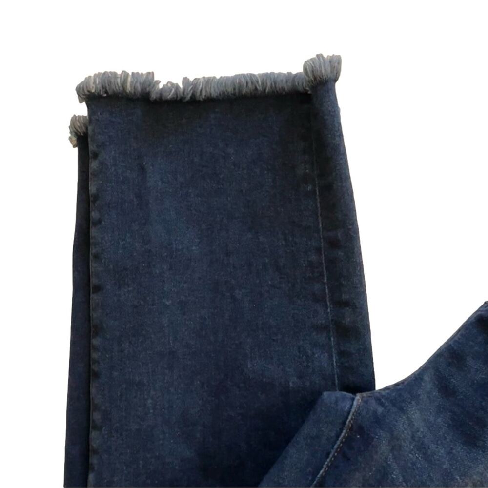 Loft Jeans Dark Wash High Waist Straight Leg Frayed Hem Denim Jeans Size 4 - Picture 10 of 12